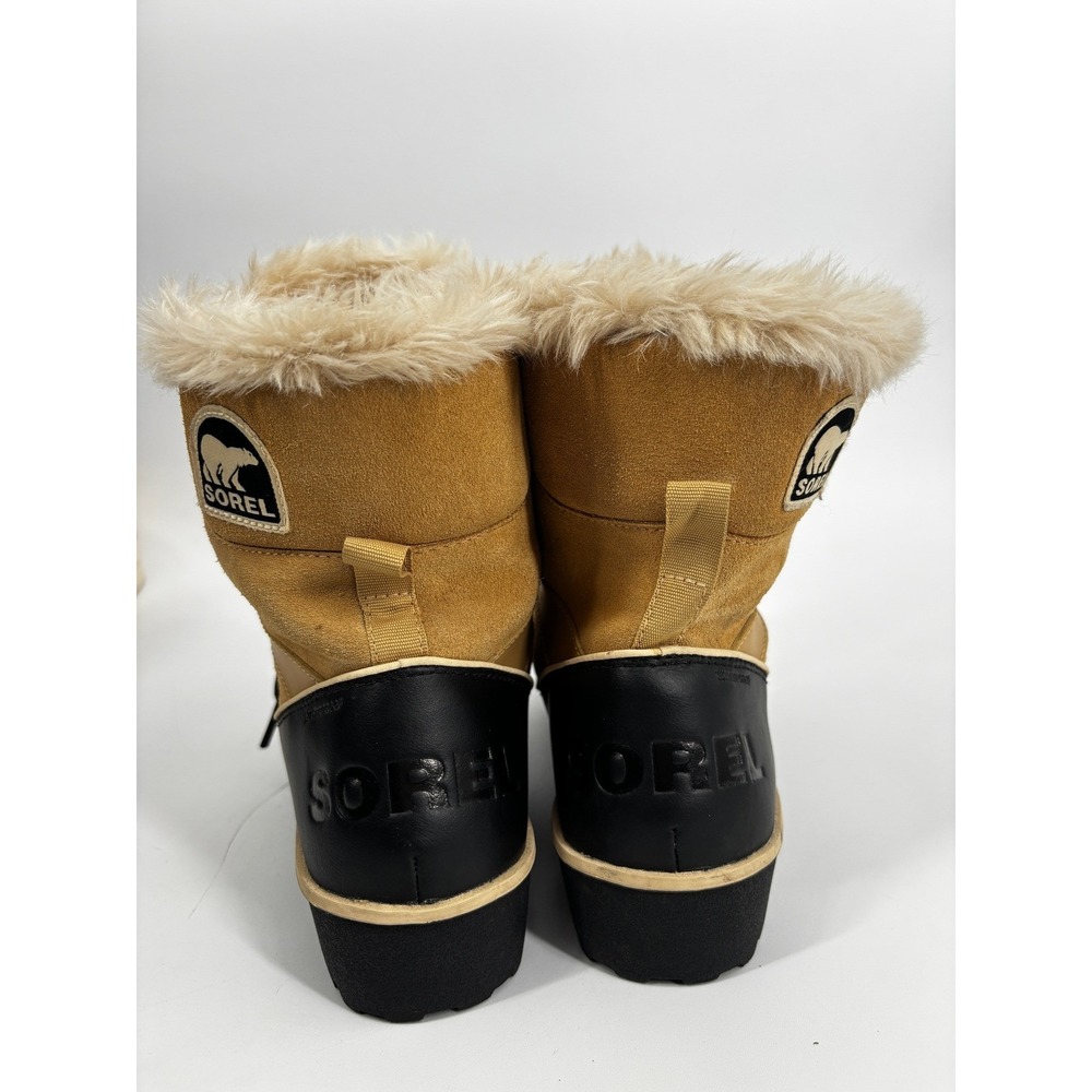 Sorel Tofino Waterproof Winter Snow Boots Curry Black Faux Fur Womens Size 7 - Picture 4 of 7